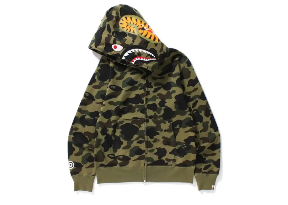 Bape 1st Camo Shark Full Zip Hoodie Green Bape
