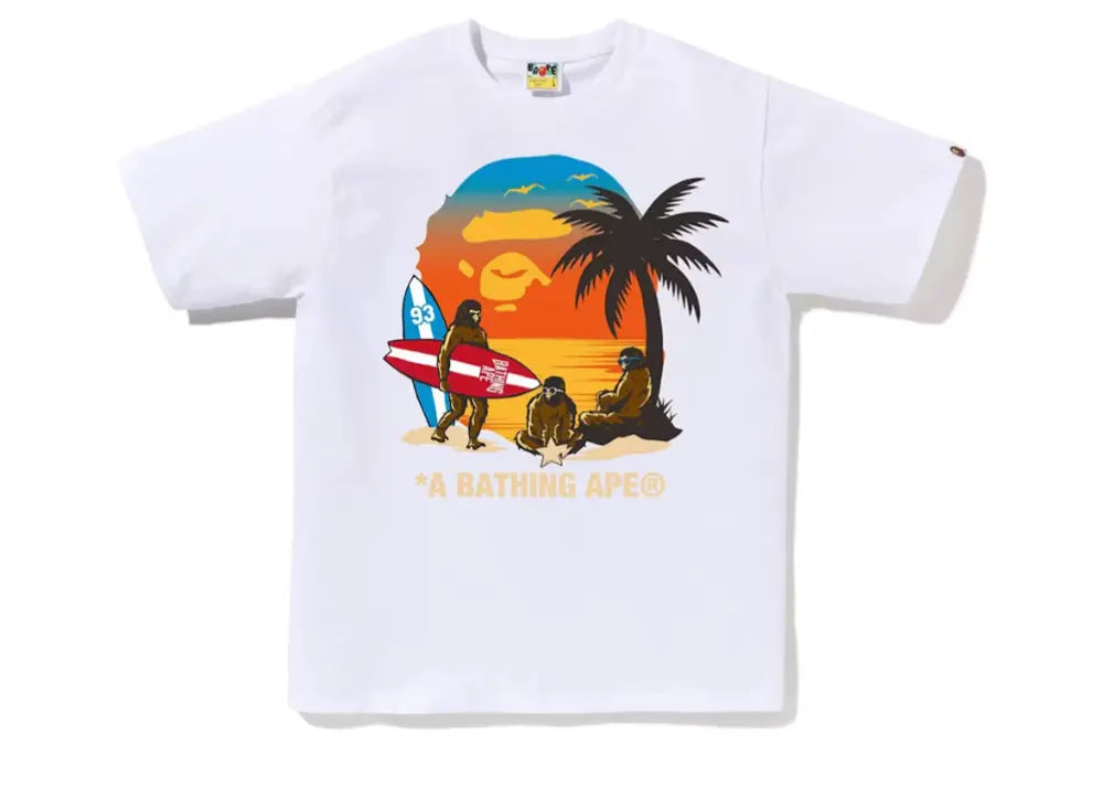 Bape Sunset Beach Ape Head Tee White Bape
