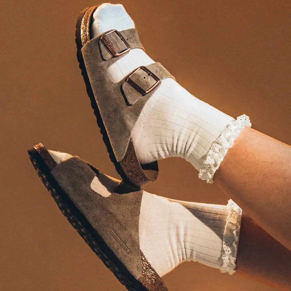 Birkenstock Arizona Suede Leather Soft Footbed Taupe Birkenstock