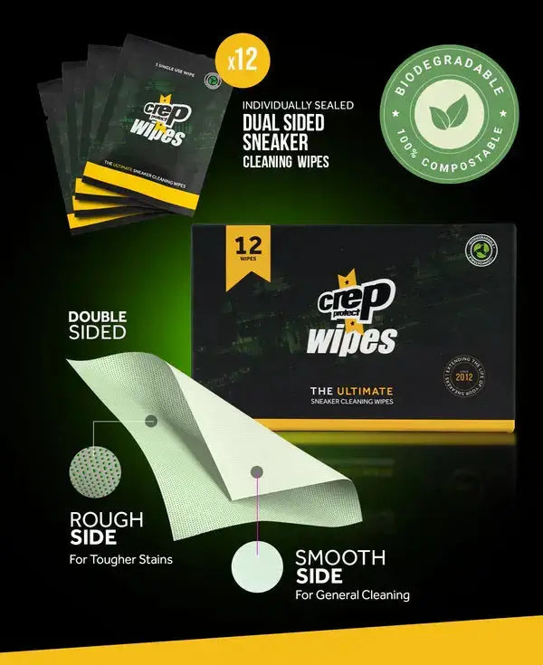 Crep Protect Wipes – Lingettes nettoyantes pour chaussures emballées x 12 Crep Protect
