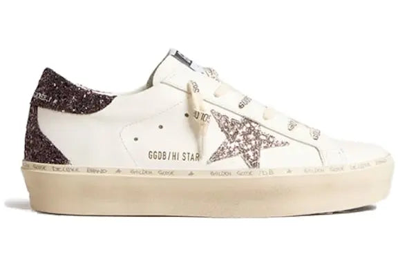 Golden Goose Hi-Star White Silver Grey Glitter (Women's) Golden Goose