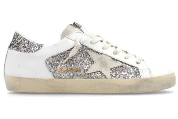 Golden Goose Super-Star White Double Silver Glitter (Women's) Golden Goose