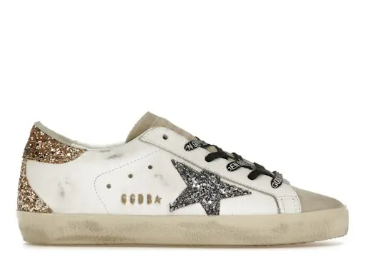 Golden Goose Super-Star White Silver Gold Glitter (Women's) Golden Goose