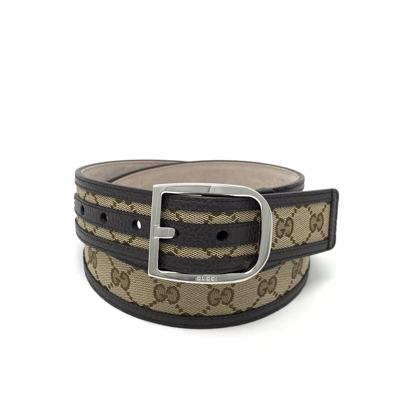Gucci Belt GG Supreme Leather Trimmed 1.5W Beige/Ebony - VOSneakers