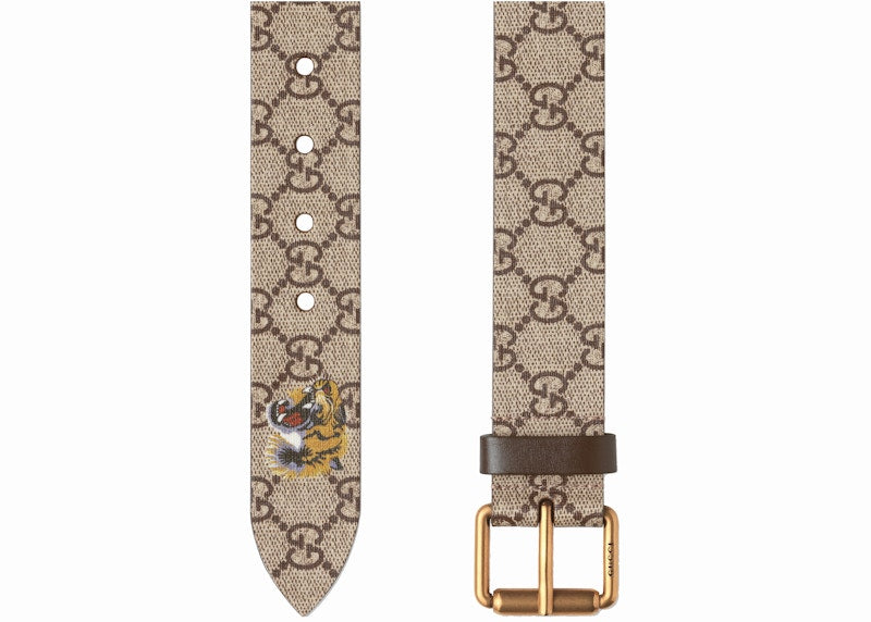 Gucci Belt GG Supreme Tiger Print 1.5"W Beige/Ebony - VOSneakers