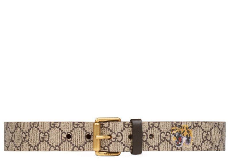 Gucci Belt GG Supreme Tiger Print 1.5"W Beige/Ebony - VOSneakers