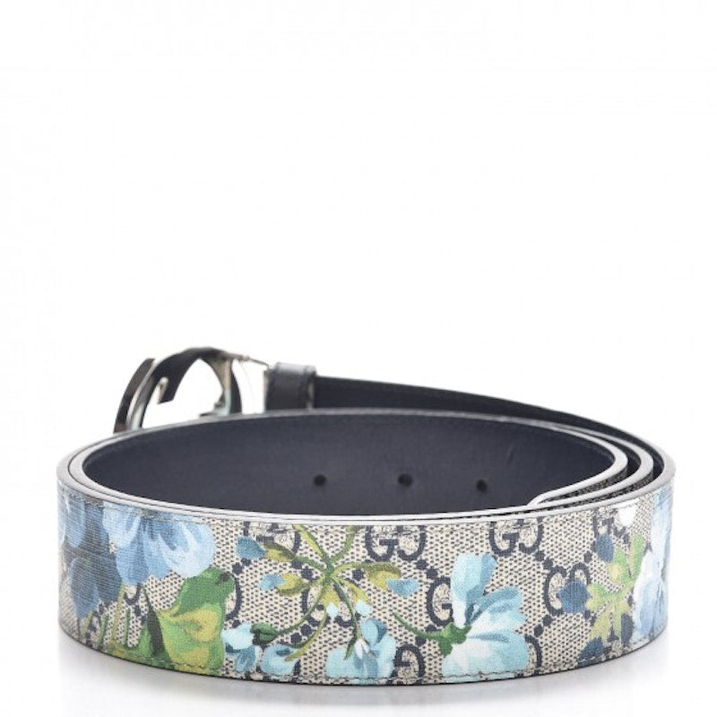 Gucci Blooms Belt GG Supreme Monogram Beige/Blue - VOSneakers