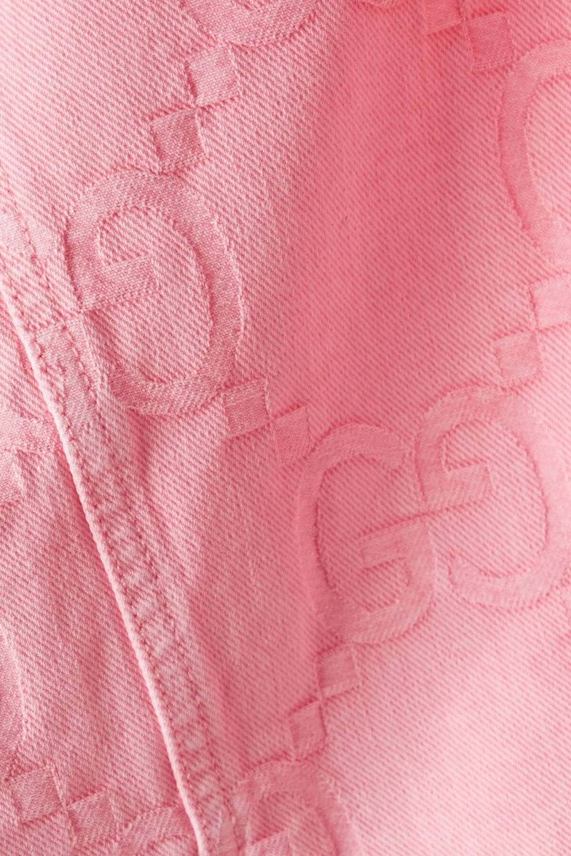 Gucci California GG Supreme Pattern Denim Jacket Pink - VOSneakers