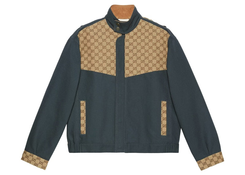 Gucci Cotton Canvas GG Supreme Jacket Dark Grey - VOSneakers