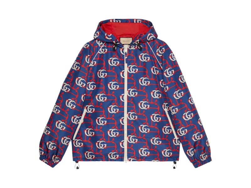 Gucci GG Monogram Supreme Jacket Blue Red White - VOSneakers