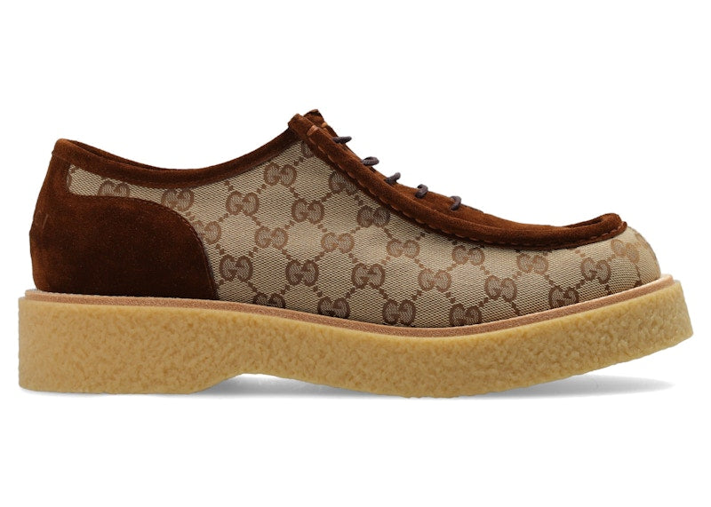 Gucci GG Supreme Lace-up Shoes Brown - VOSneakers
