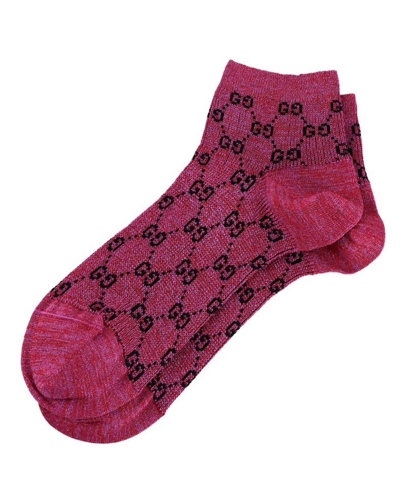 Gucci GG Supreme Metallic Ankle Socks Pink - VOSneakers
