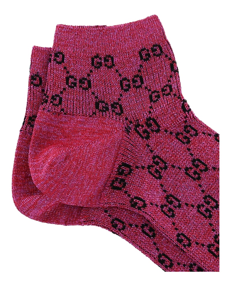 Gucci GG Supreme Metallic Ankle Socks Pink - VOSneakers
