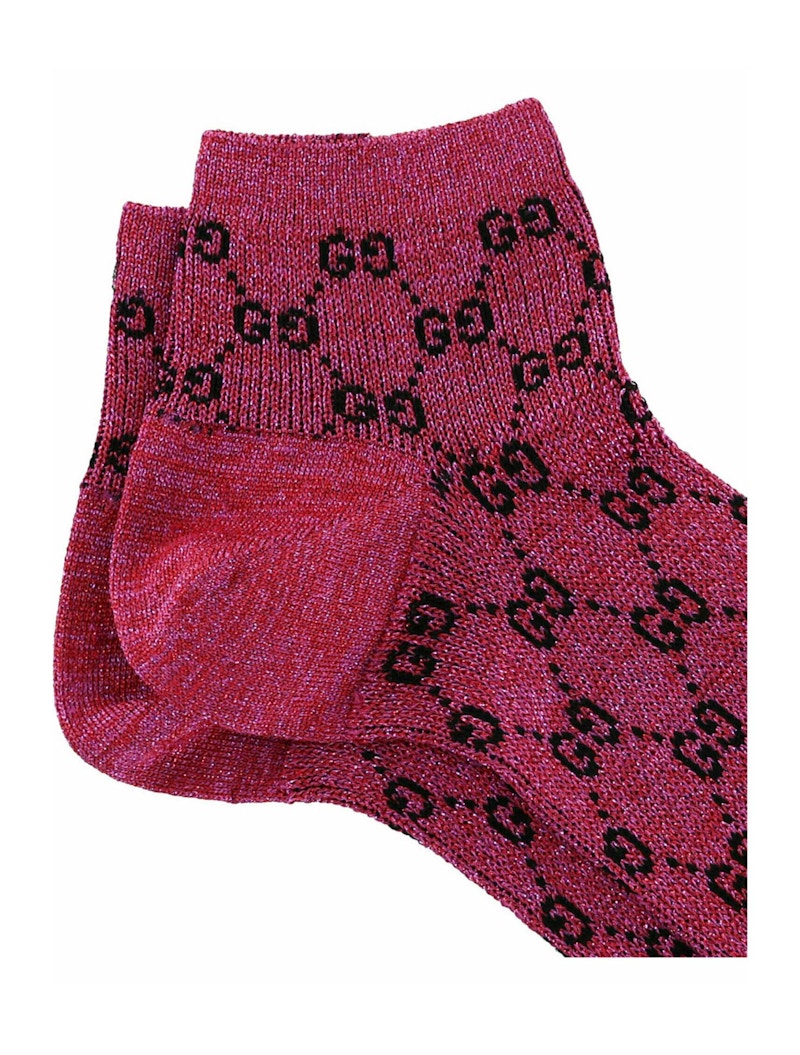 Gucci GG Supreme Metallic Ankle Socks Pink - VOSneakers