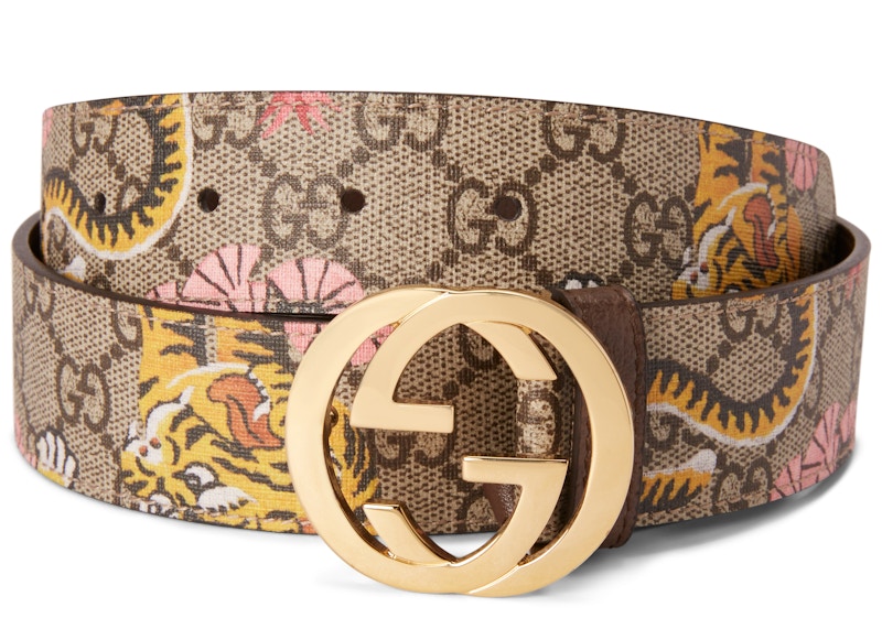 Gucci Interlocking G Belt GG Supreme Bengal Print Beige - VOSneakers