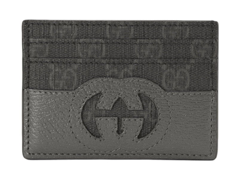 Gucci Interlocking GG Supreme Cut-Out Card Case Black/Grey - VOSneakers