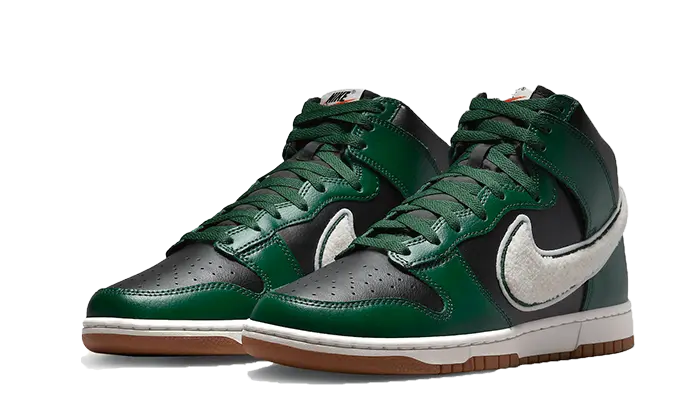 Nike Dunk High Chenille Swoosh Black Green VOSneakers