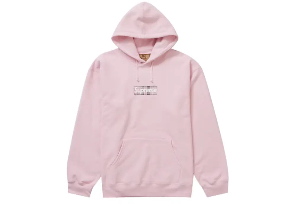 Supreme Burberry Box Logo Hooded Sweatshirt Light Pink Supreme