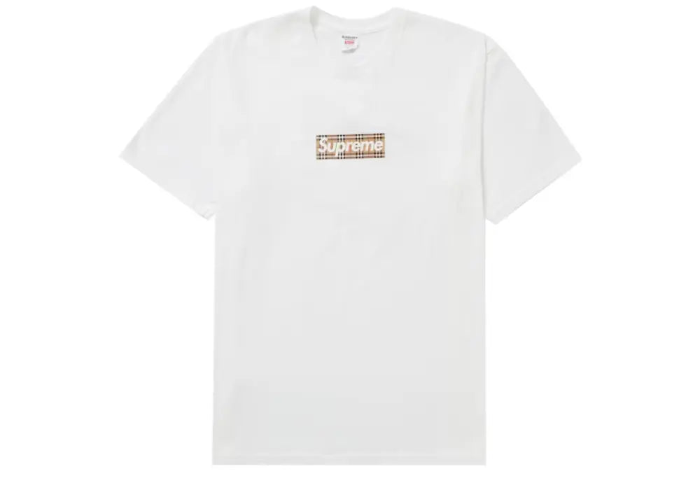 Supreme Burberry Box Logo Tee White Supreme