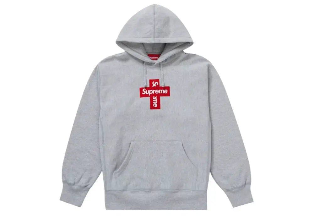 Supreme Cross Box Logo Hooded Sweatshirt Heather Grey Supreme