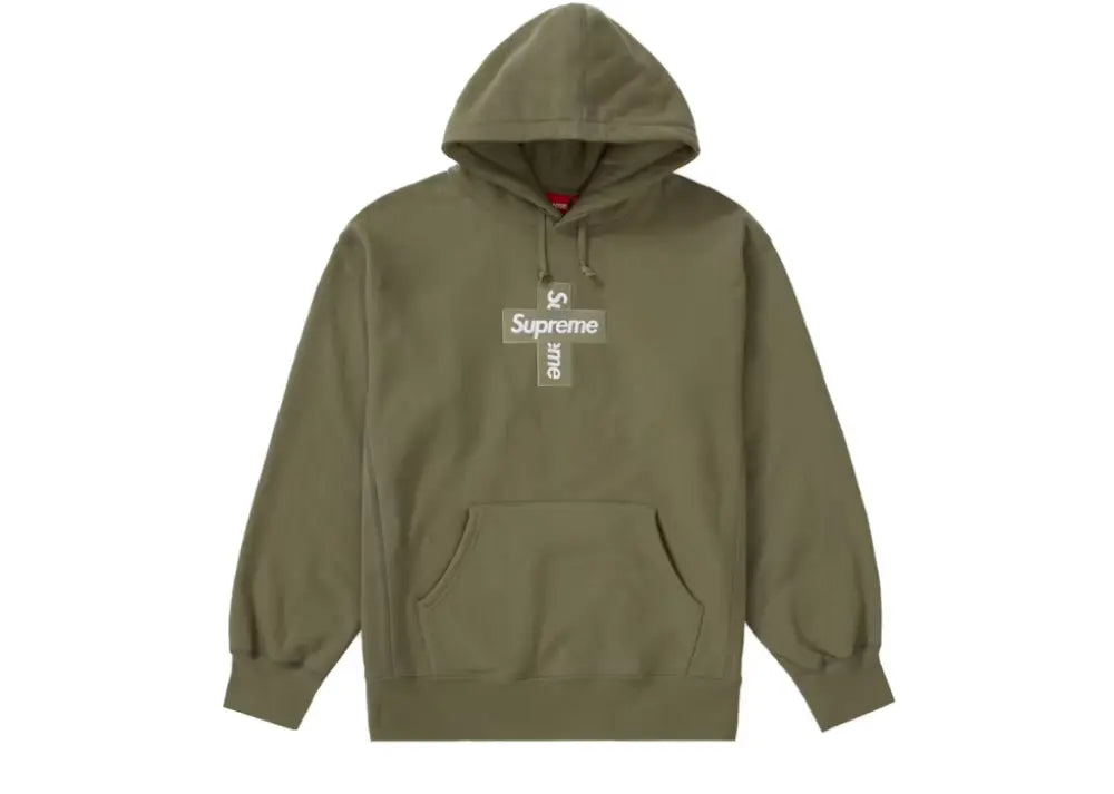 Supreme Cross Box Logo Hooded Sweatshirt Light Olive Supreme