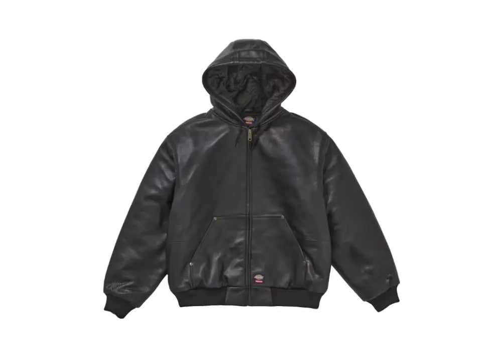 Supreme Dickies Hooded Leather Work Jacket Black Supreme