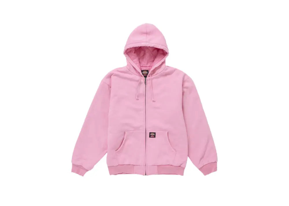Supreme Dickies Quilted Lined Zip Up Hooded Sweatshirt Pink Supreme