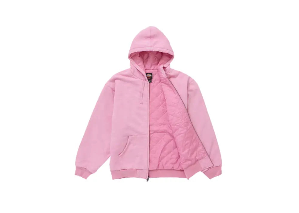 Supreme Dickies Quilted Lined Zip Up Hooded Sweatshirt Pink Supreme