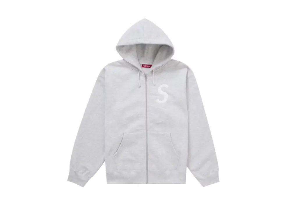 Supreme S Logo Zip Up Hooded Sweatshirt (FW24) Ash Grey Supreme