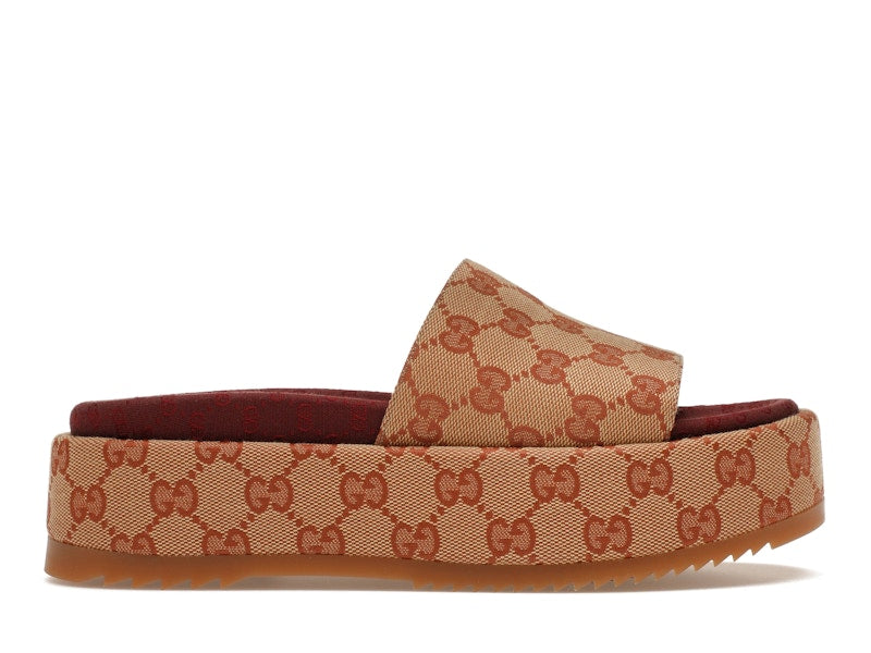Gucci GG Supreme Platform Sandal Dark Red (Women's) - VOSneakers