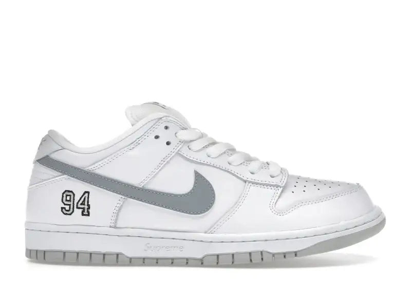 Nike SB Dunk Low Supreme 94 White Metallic Silver - VOSneakers