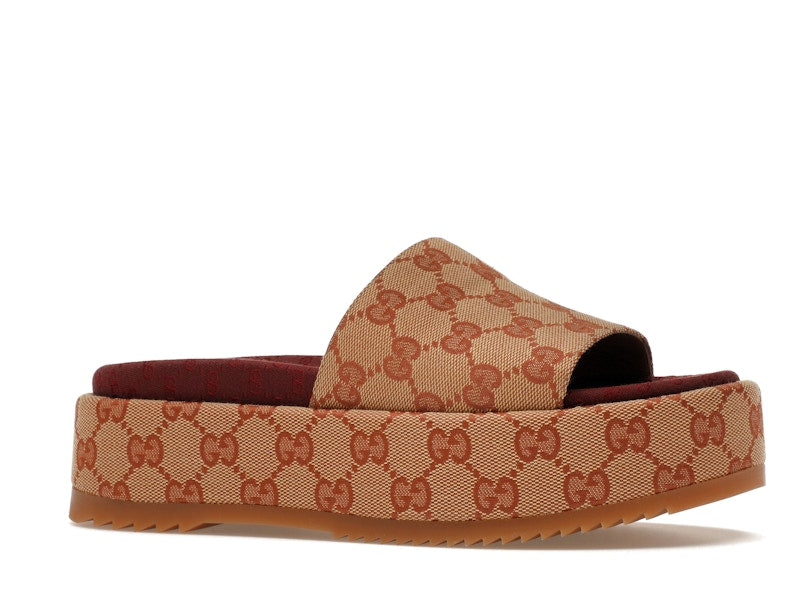 Gucci GG Supreme Platform Sandal Dark Red (Women's) - VOSneakers
