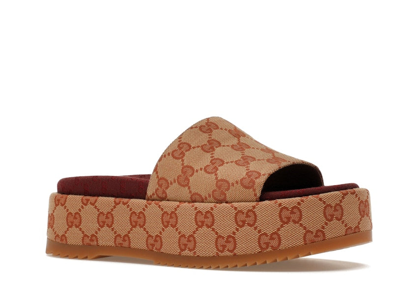 Gucci GG Supreme Platform Sandal Dark Red (Women's) - VOSneakers