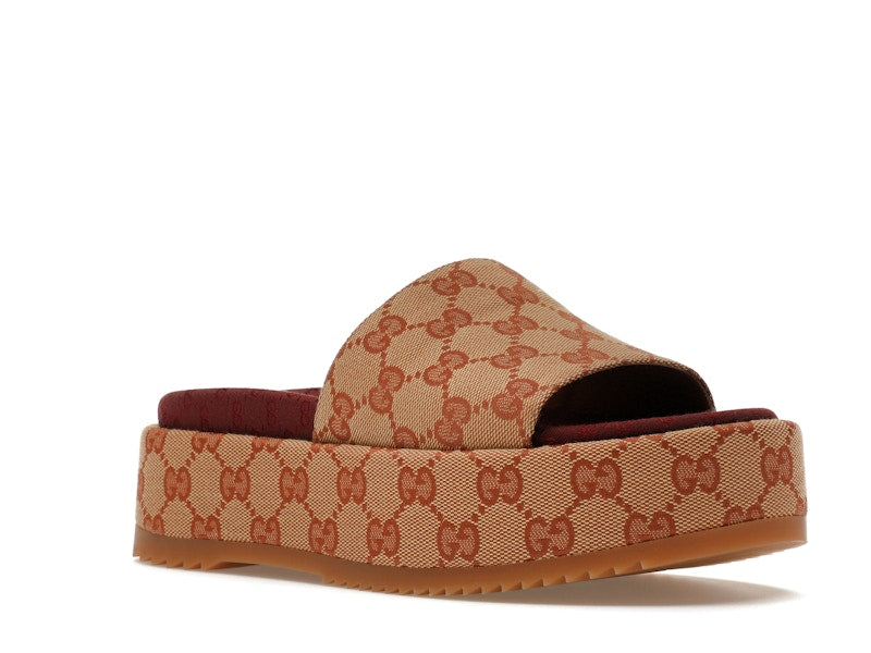 Gucci GG Supreme Platform Sandal Dark Red (Women's) - VOSneakers