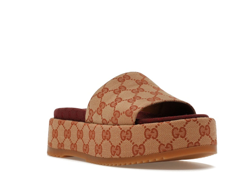 Gucci GG Supreme Platform Sandal Dark Red (Women's) - VOSneakers