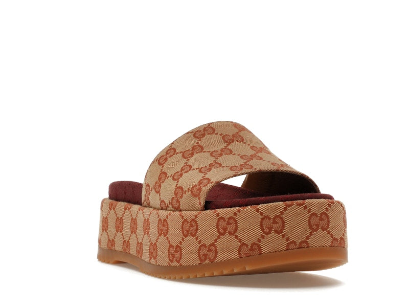 Gucci GG Supreme Platform Sandal Dark Red (Women's) - VOSneakers