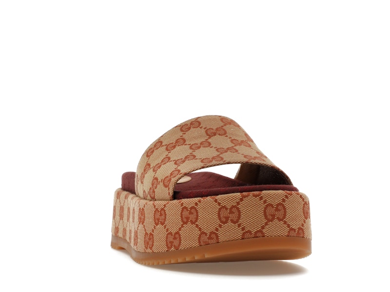 Gucci GG Supreme Platform Sandal Dark Red (Women's) - VOSneakers