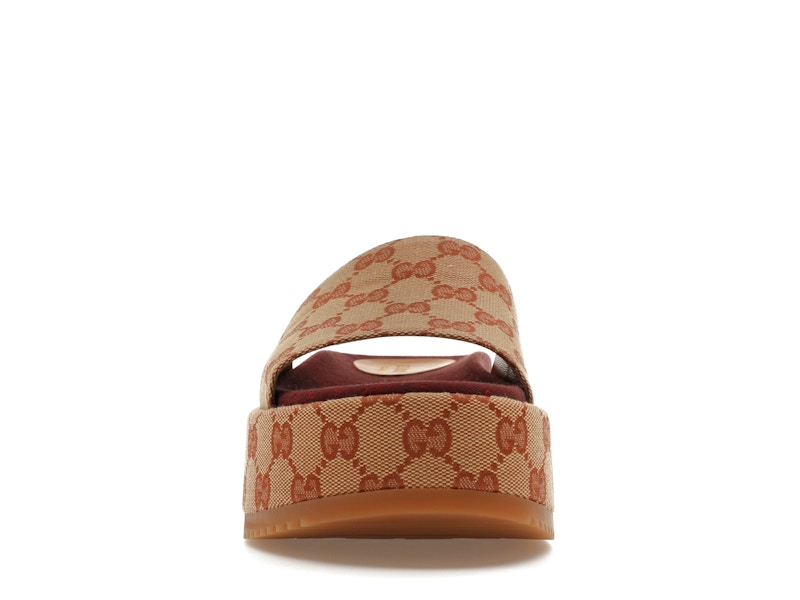 Gucci GG Supreme Platform Sandal Dark Red (Women's) - VOSneakers