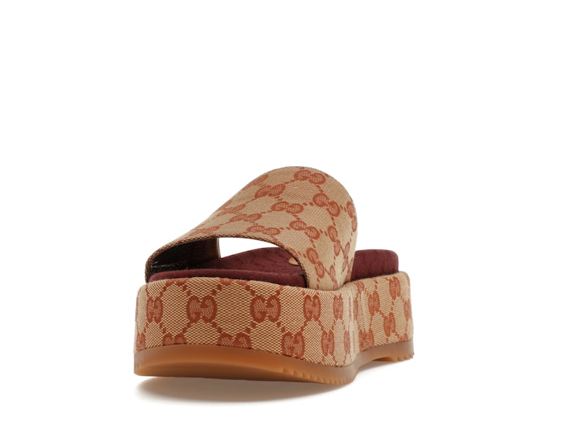 Gucci GG Supreme Platform Sandal Dark Red (Women's) - VOSneakers
