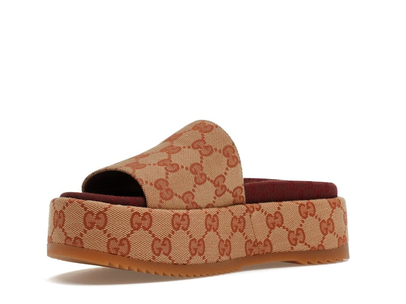 Gucci GG Supreme Platform Sandal Dark Red (Women's) - VOSneakers