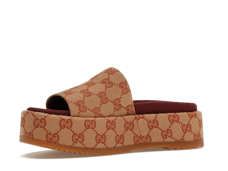 Gucci GG Supreme Platform Sandal Dark Red (Women's) - VOSneakers