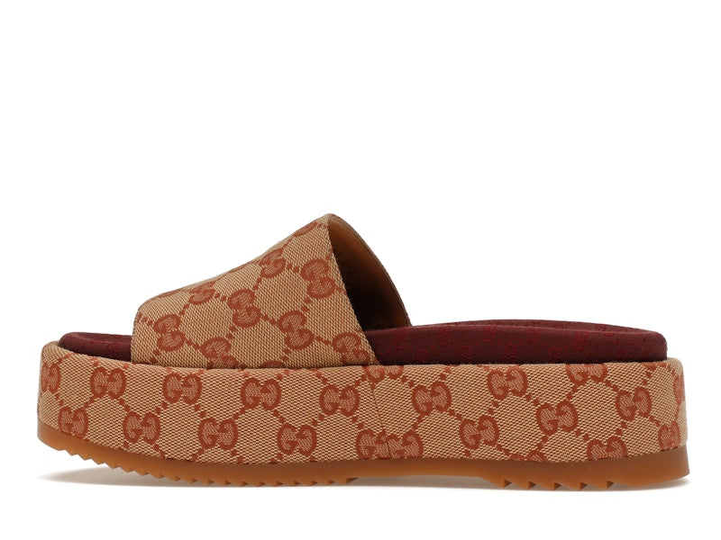 Gucci GG Supreme Platform Sandal Dark Red (Women's) - VOSneakers