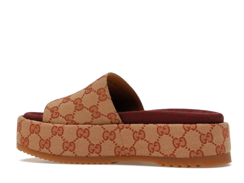 Gucci GG Supreme Platform Sandal Dark Red (Women's) - VOSneakers