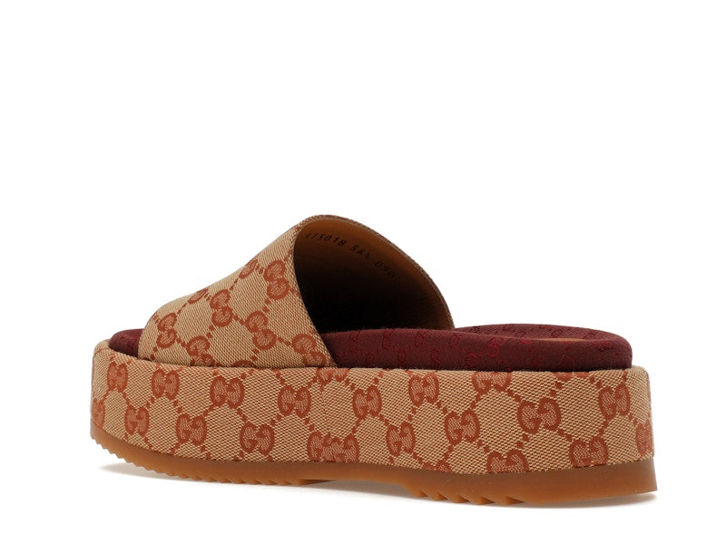 Gucci GG Supreme Platform Sandal Dark Red (Women's) - VOSneakers