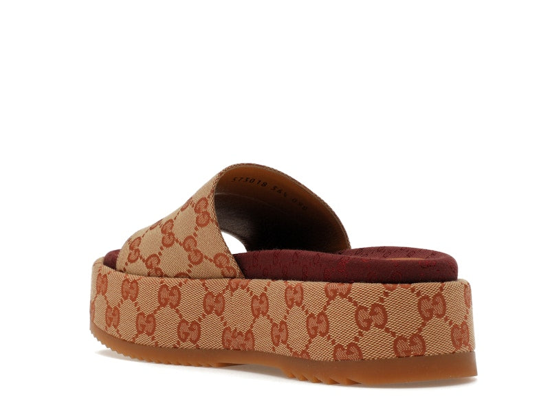 Gucci GG Supreme Platform Sandal Dark Red (Women's) - VOSneakers