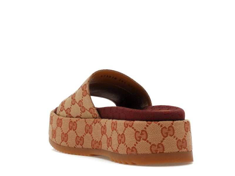 Gucci GG Supreme Platform Sandal Dark Red (Women's) - VOSneakers