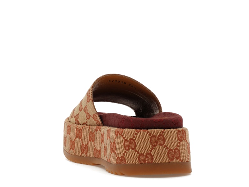 Gucci GG Supreme Platform Sandal Dark Red (Women's) - VOSneakers