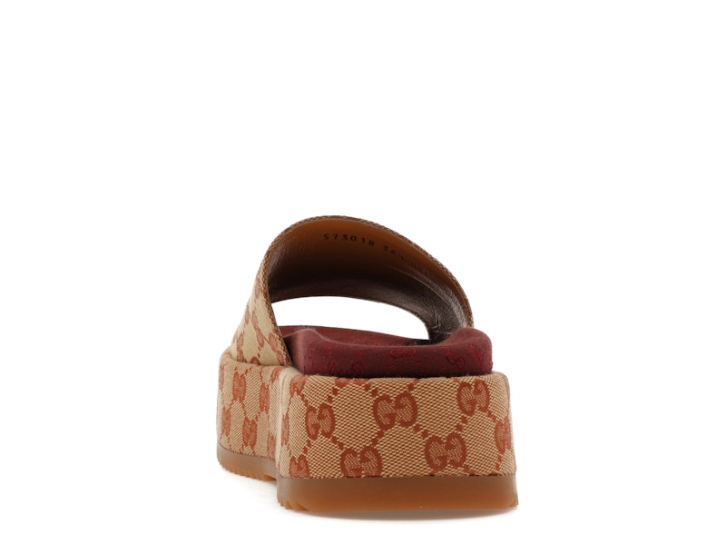 Gucci GG Supreme Platform Sandal Dark Red (Women's) - VOSneakers