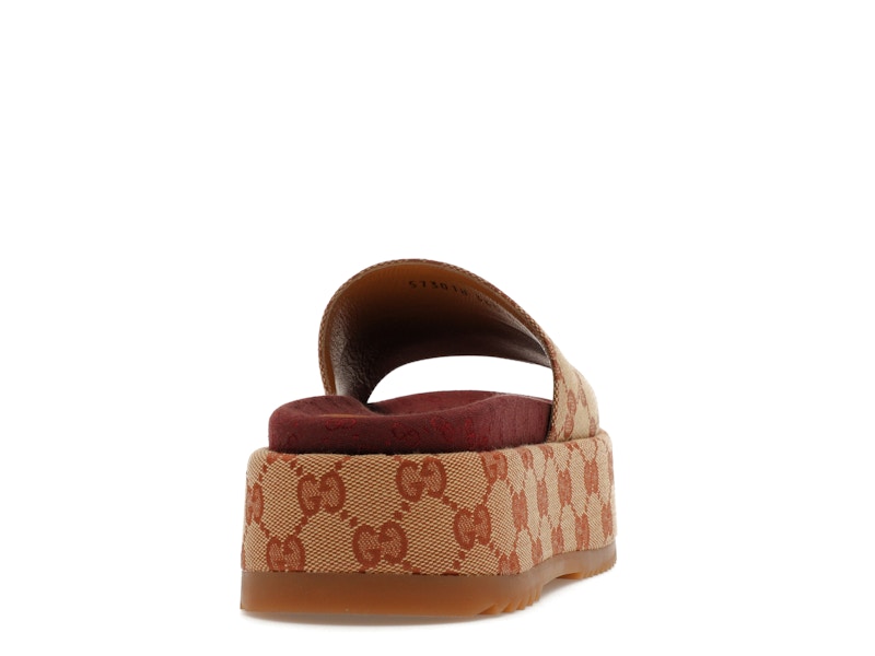 Gucci GG Supreme Platform Sandal Dark Red (Women's) - VOSneakers