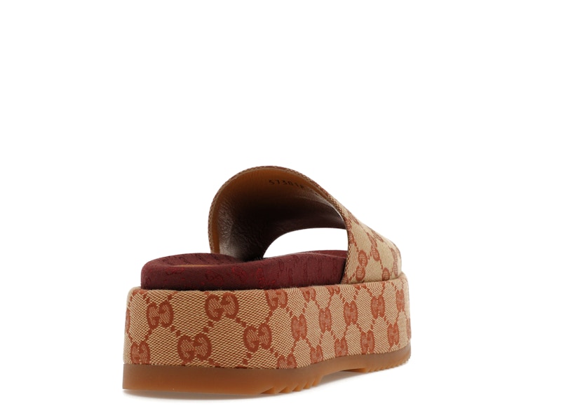 Gucci GG Supreme Platform Sandal Dark Red (Women's) - VOSneakers